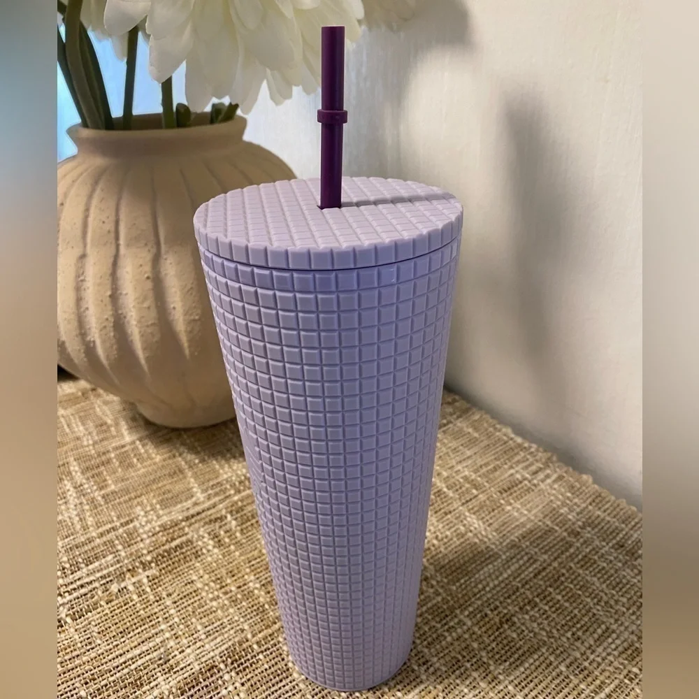 NEW STARBUCKS LILAC GRID PATTERN TUMBLER